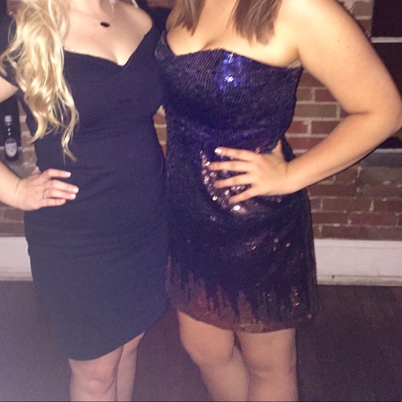 Multicolored short sequined strapless dress - Picture 5 of 5